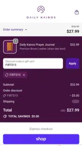 FIRTS15 coupon verification screenshot