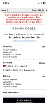 VSDL50 coupon verification screenshot