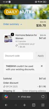 THEDIVVI coupon verification screenshot