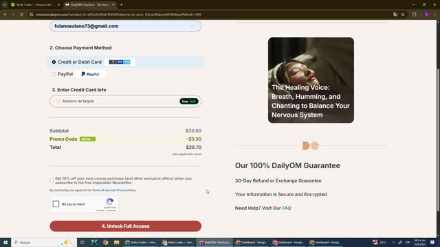 DailyOM checkout page showing DailyOM promo code box | Screenshot taken by SimplyCodes community member on Sep 13, 2025