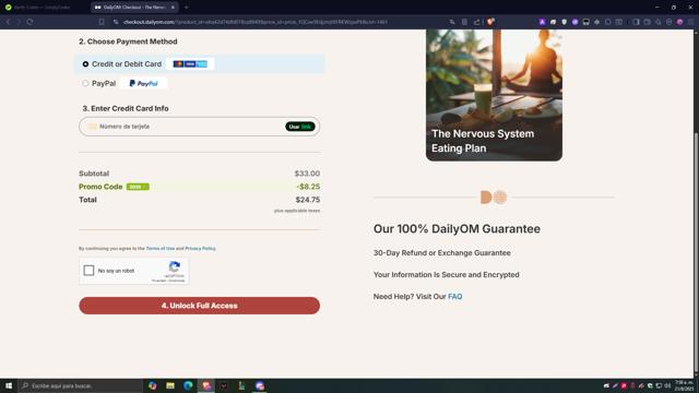 DailyOM checkout page showing DailyOM promo code box | Screenshot taken by SimplyCodes community member on Aug 21, 2025