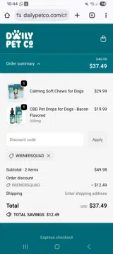 Wienersquad coupon verification screenshot