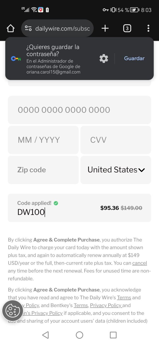 DailyWire checkout page showing DailyWire promo code box | Screenshot taken by SimplyCodes community member on Aug 21, 2025