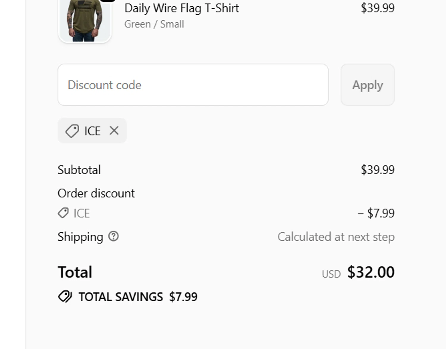 DailyWire promo code screenshot showing code ICE applied at DailyWire checkout page. Uploaded by SimplyCodes community member CouponAce3224 on Jan 30, 2026