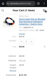 Dainty Days coupon verification screenshot