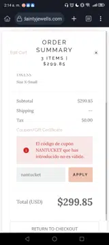 nantucket coupon verification screenshot