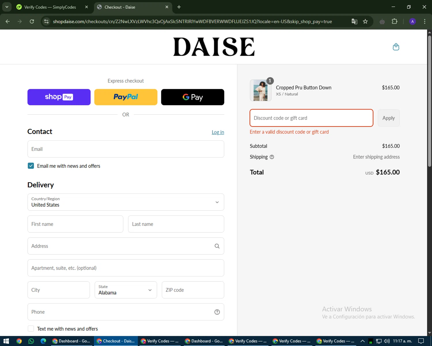 Daise promo code screenshot showing code LEAHALEXIS15 applied at Daise checkout page. Uploaded by SimplyCodes community member MagnificentWarden4603 on May 27, 2025