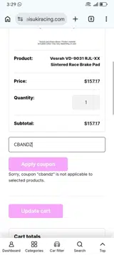 CBANDZ coupon verification screenshot