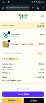 20offdaisyd coupon verification screenshot