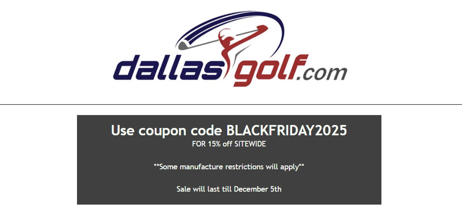 DallasGolf.com coupon code screenshot showing code BLACKFRIDAY2025 applied at DallasGolf.com checkout page. Uploaded by SimplyCodes community member jesspea on Nov 20, 2025