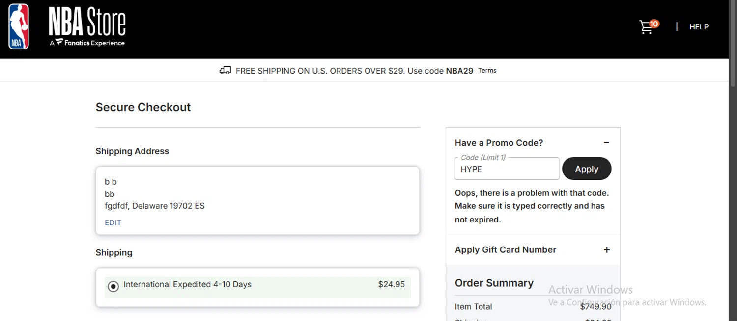 Dallas Mavericks promo code screenshot showing code HYPE applied at Dallas Mavericks checkout page. Uploaded by SimplyCodes community member WiseLynx1786 on Jan 21, 2026