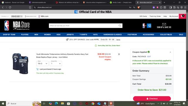 Dallas Mavericks checkout page showing Dallas Mavericks promo code box | Screenshot taken by SimplyCodes community member on Oct 3, 2025