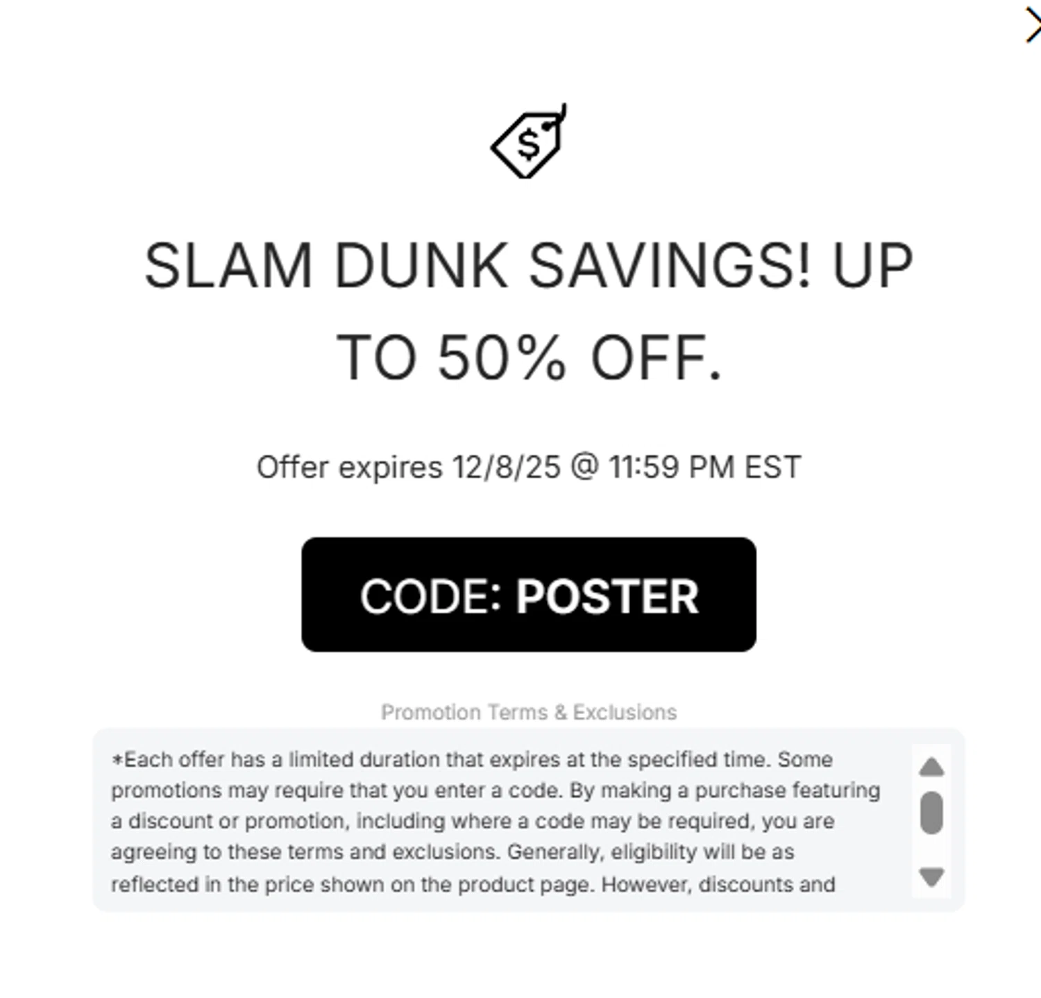Dallas Mavericks promo code screenshot showing code POSTER applied at Dallas Mavericks checkout page. Uploaded by SimplyCodes community member DORIANGEL on Dec 8, 2025