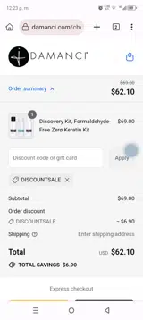 DISCOUNTSALE coupon verification screenshot