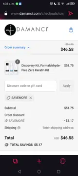 SAVEMORE coupon verification screenshot