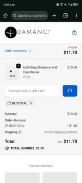 BESTDEAL coupon verification screenshot