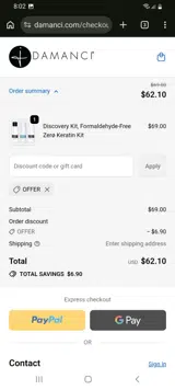 OFFER coupon verification screenshot