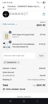 Damanci30 coupon verification screenshot