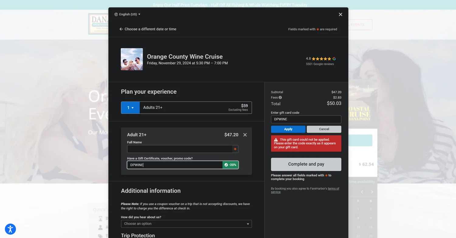 where to use Davey'S Locker promo code box
