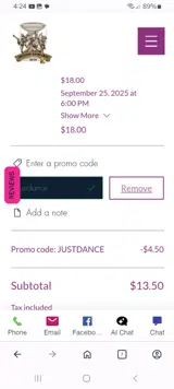 JUSTDANCE coupon verification screenshot