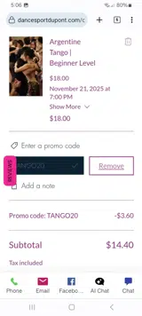 TANGO20 coupon verification screenshot
