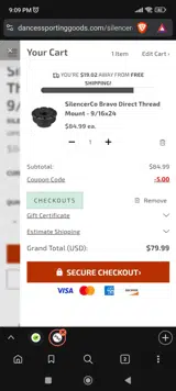 Dance's Sporting Goods coupon verification screenshot