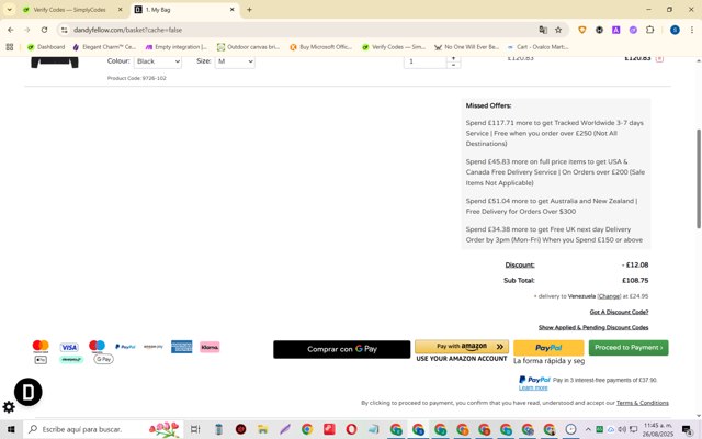 Dandy Fellow checkout page showing Dandy Fellow discount code box | Screenshot taken by SimplyCodes community member on Aug 26, 2025
