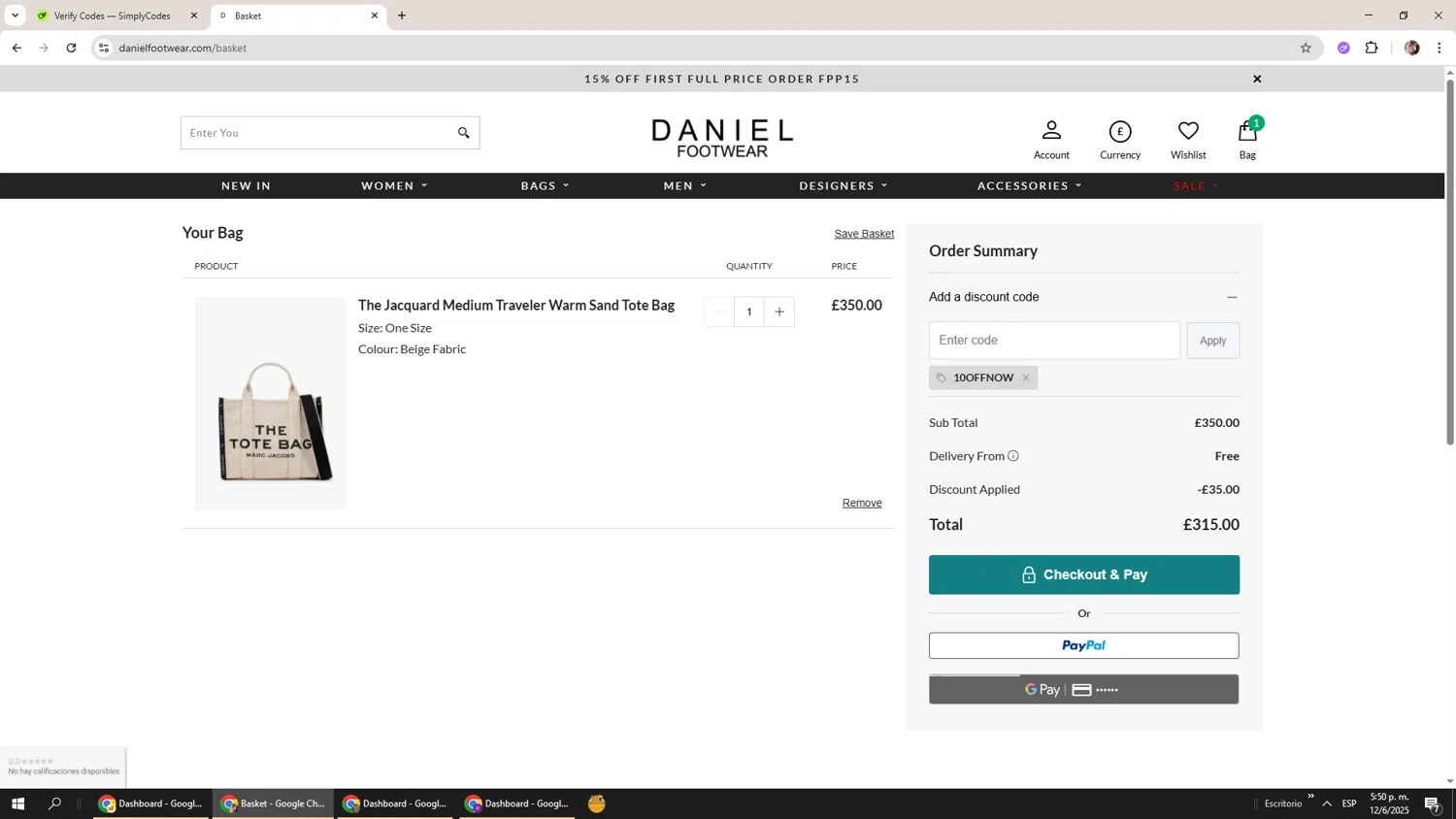 Daniel Footwear discount code screenshot showing code 10offnow applied at Daniel Footwear checkout page. Uploaded by SimplyCodes community member Levi_Ackerman on Jun 12, 2025