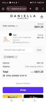 Gobig25 coupon verification screenshot