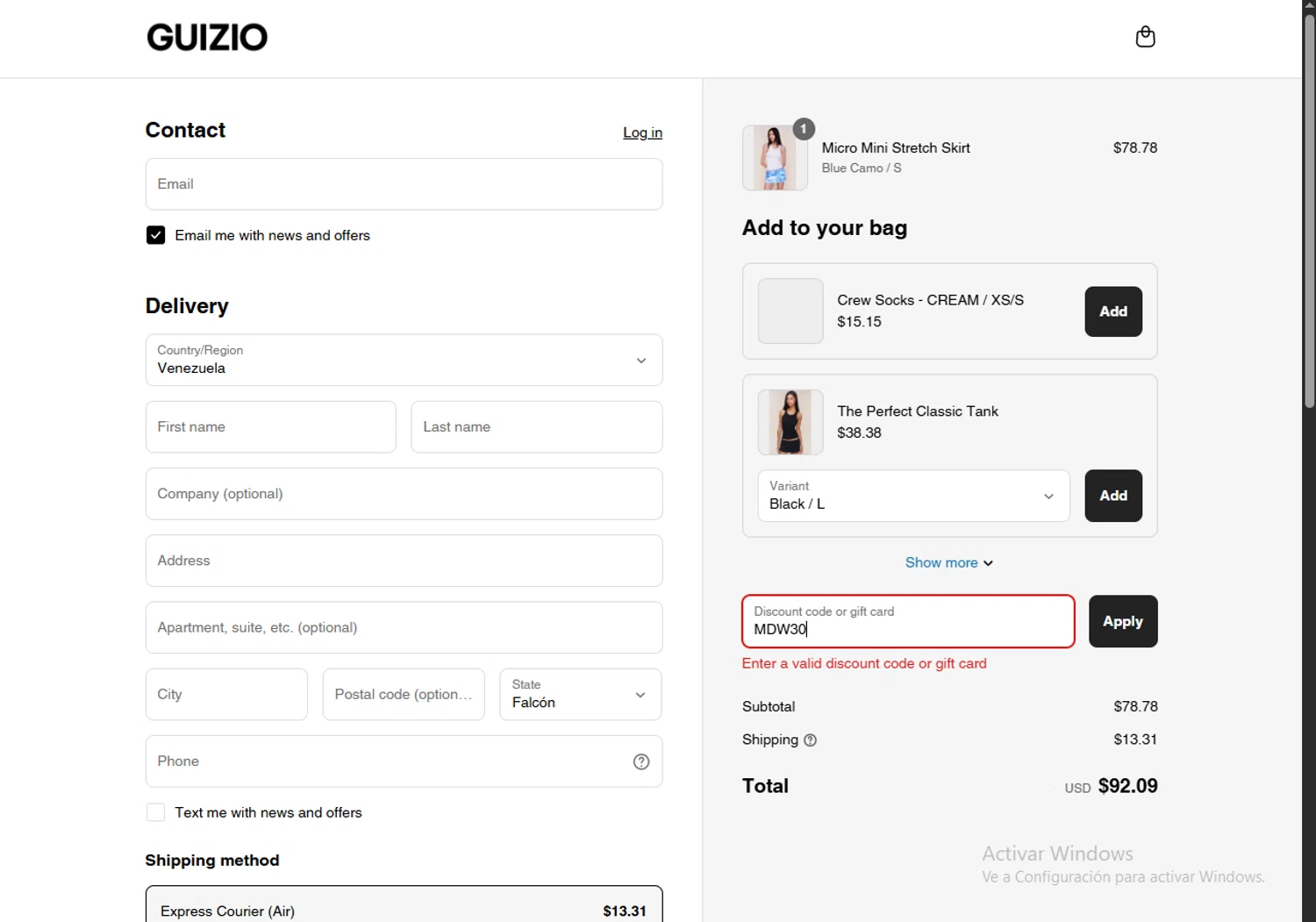 Danielle Guizio discount code screenshot showing code MDW30 applied at Danielle Guizio checkout page. Uploaded by SimplyCodes community member SavvyLynx6076 on Aug 12, 2025