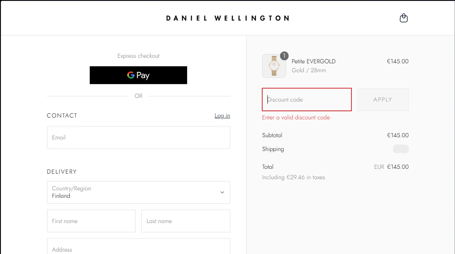 Daniel Wellington discount code screenshot showing code CELINE applied at Daniel Wellington checkout page. Uploaded by SimplyCodes community member CouponFalcon9871 on Aug 27, 2025
