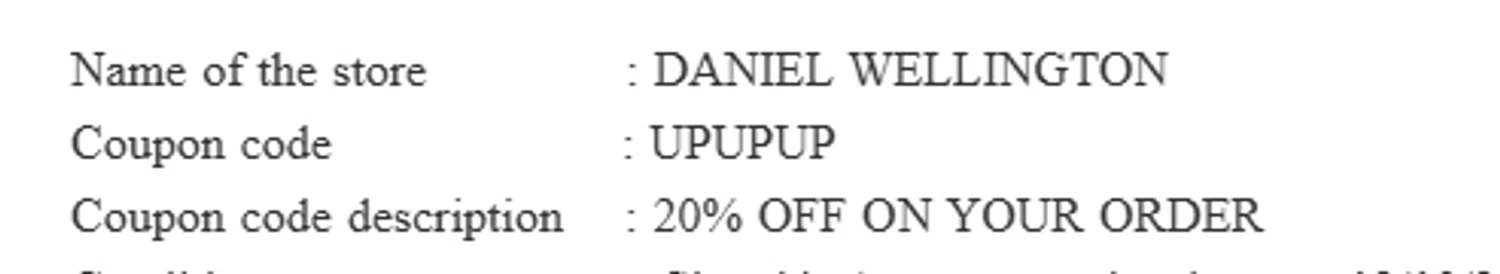 Daniel Wellington discount code screenshot showing code UPUPUP applied at Daniel Wellington checkout page. Uploaded by SimplyCodes community member TOPG007 on Aug 4, 2025