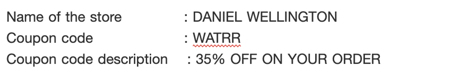 Daniel Wellington discount code screenshot showing code WATRR applied at Daniel Wellington checkout page. Uploaded by SimplyCodes community member TOPG007 on Aug 25, 2025