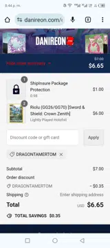 DragonTamerTom coupon verification screenshot