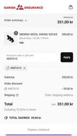 ANITA10 coupon verification screenshot