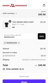 NEWSEASON coupon verification screenshot