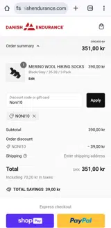 Noni10 coupon verification screenshot