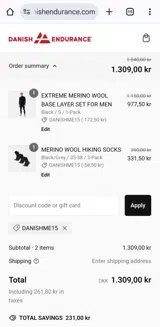 Danishme15 coupon verification screenshot