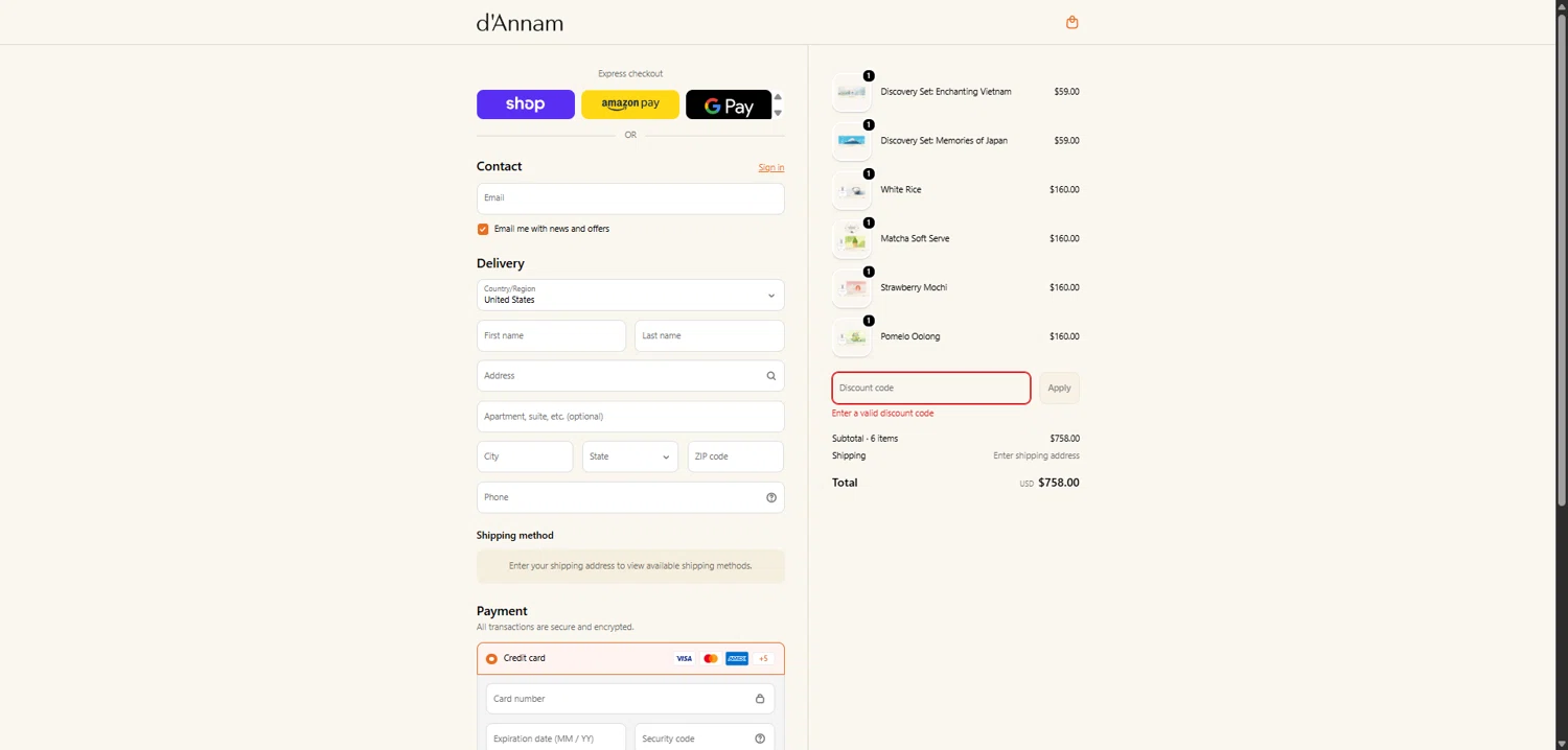 d'Annam discount code screenshot showing code 2PRCGD9XKH applied at d'Annam checkout page. Uploaded by SimplyCodes community member ValiantCollector5333 on Feb 11, 2026