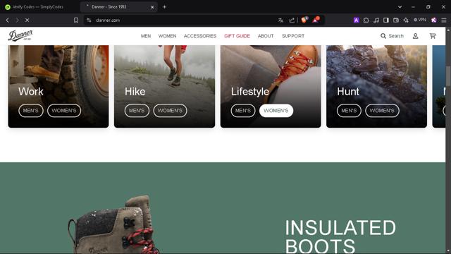 Danner checkout page showing Danner discount code box | Screenshot taken by SimplyCodes community member on Dec 16, 2024
