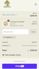 BABBLES10 coupon verification screenshot