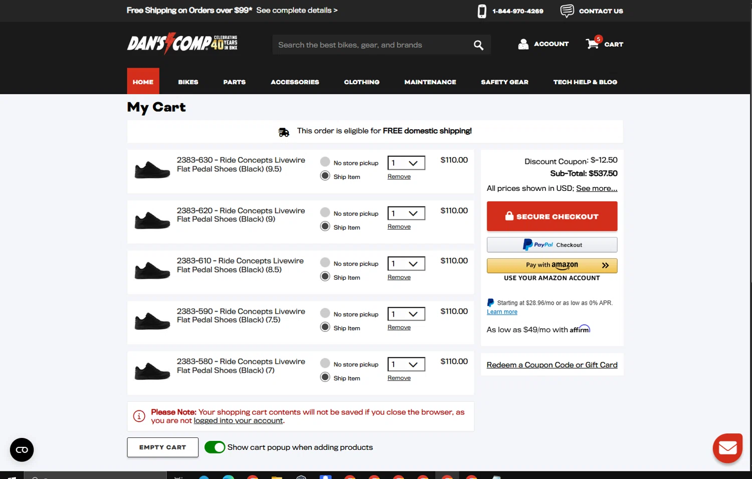 Dan's Comp checkout page showing Dan's Comp promo code box | Screenshot taken by SimplyCodes community member on Feb 1, 2026