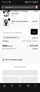 CASEYRIVETER coupon verification screenshot