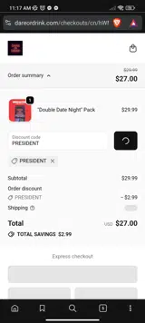 Dare or Drink coupon verification screenshot