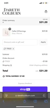 Dareth Colburn coupon verification screenshot
