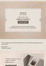WELCOME5 coupon verification screenshot