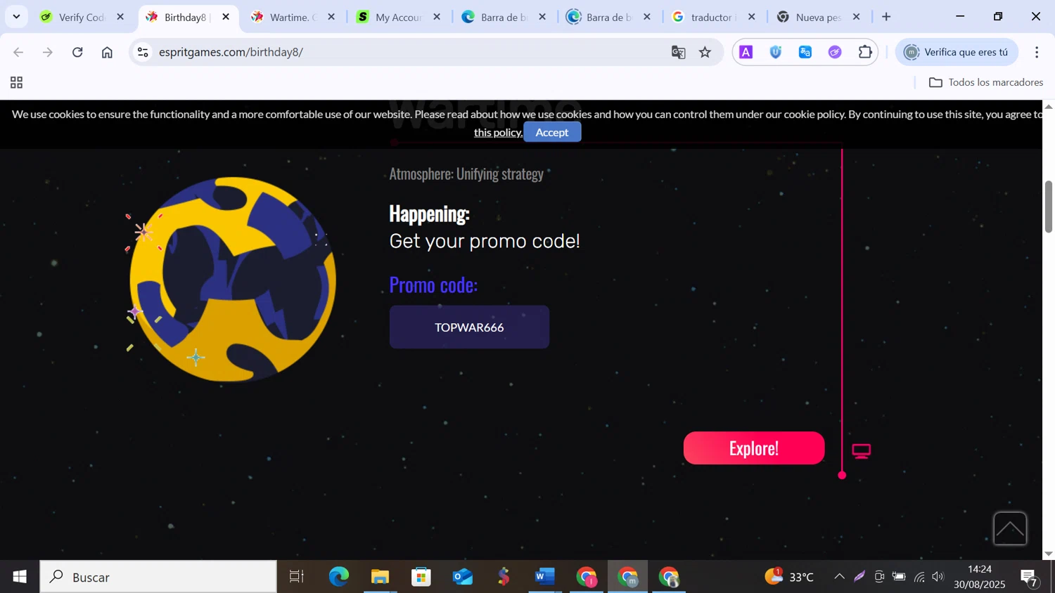 Dark Genesis promo code screenshot showing code TOPWAR666 applied at Dark Genesis checkout page. Uploaded by SimplyCodes community member MANUELURBINA on Aug 30, 2025