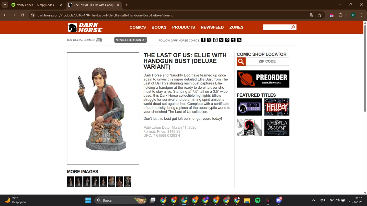 Dark Horse Comics discount code screenshot showing code DHLOVE applied at Dark Horse Comics checkout page. Uploaded by SimplyCodes community member ThriftyTitan786 on Mar 11, 2025