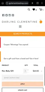 50vintage coupon verification screenshot