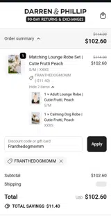 Franthedogmomm coupon verification screenshot